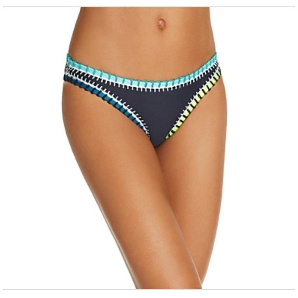 Platinum inspired by Solange Ferrarini Color Block Bikini Swim Bottom Navy Small